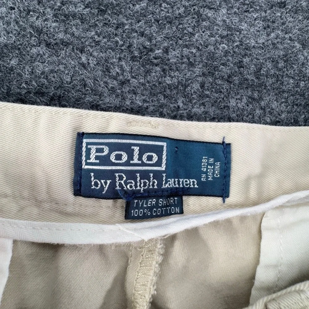 Polo Ralph Lauren Tyler Short Mens 35 Khaki Tan Pleated Cotton Chino Shorts 7in
